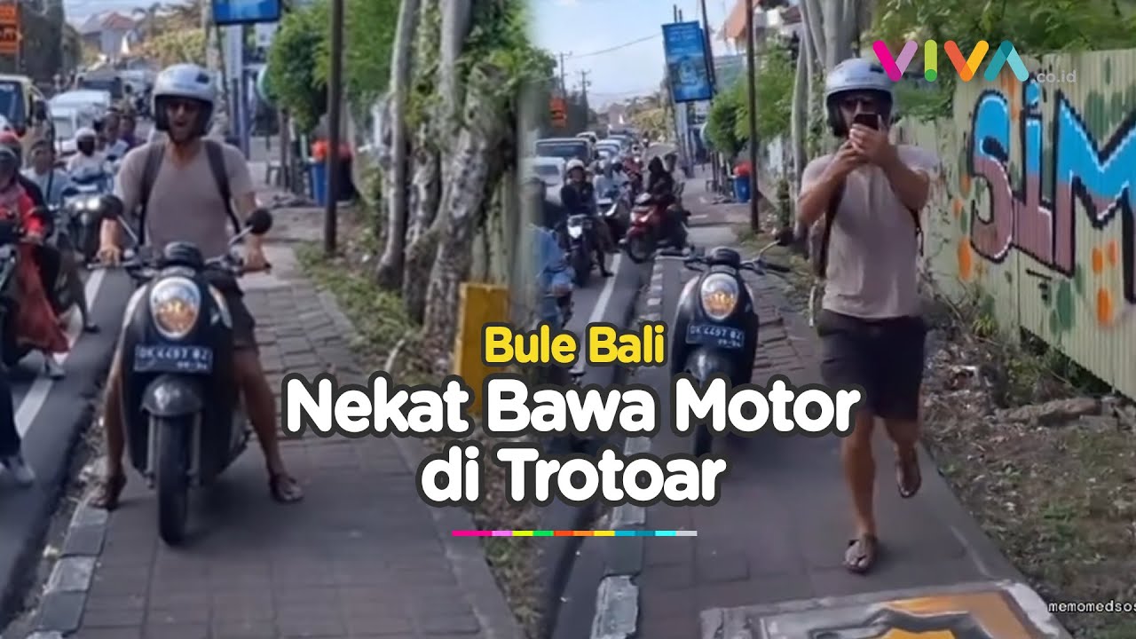 NGEYEL! Bule Ini Tak Terima Ditegur Gegara Naik Motor Lewat Trotoar