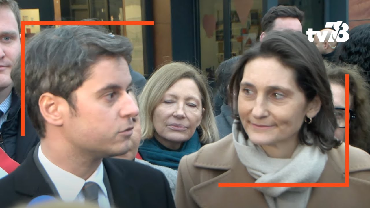 Gabriel Attal et Amélie Oudéa-Castera en déplacement dans un collège d’Andrésy