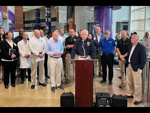 screenshot of youtube video titled Gov. Henry McMaster &amp; State Officials Hold Tropical Storm Helene Briefing in Greenville