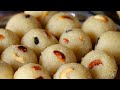 ఎన్నిరోజులైనా మృదువుగా నోట్లో వెన్నలా కరిగిపోకరిగిపోయే కమ్మనైన రవ్వలడ్డు😋Rava Laddu Recipe In Telugu