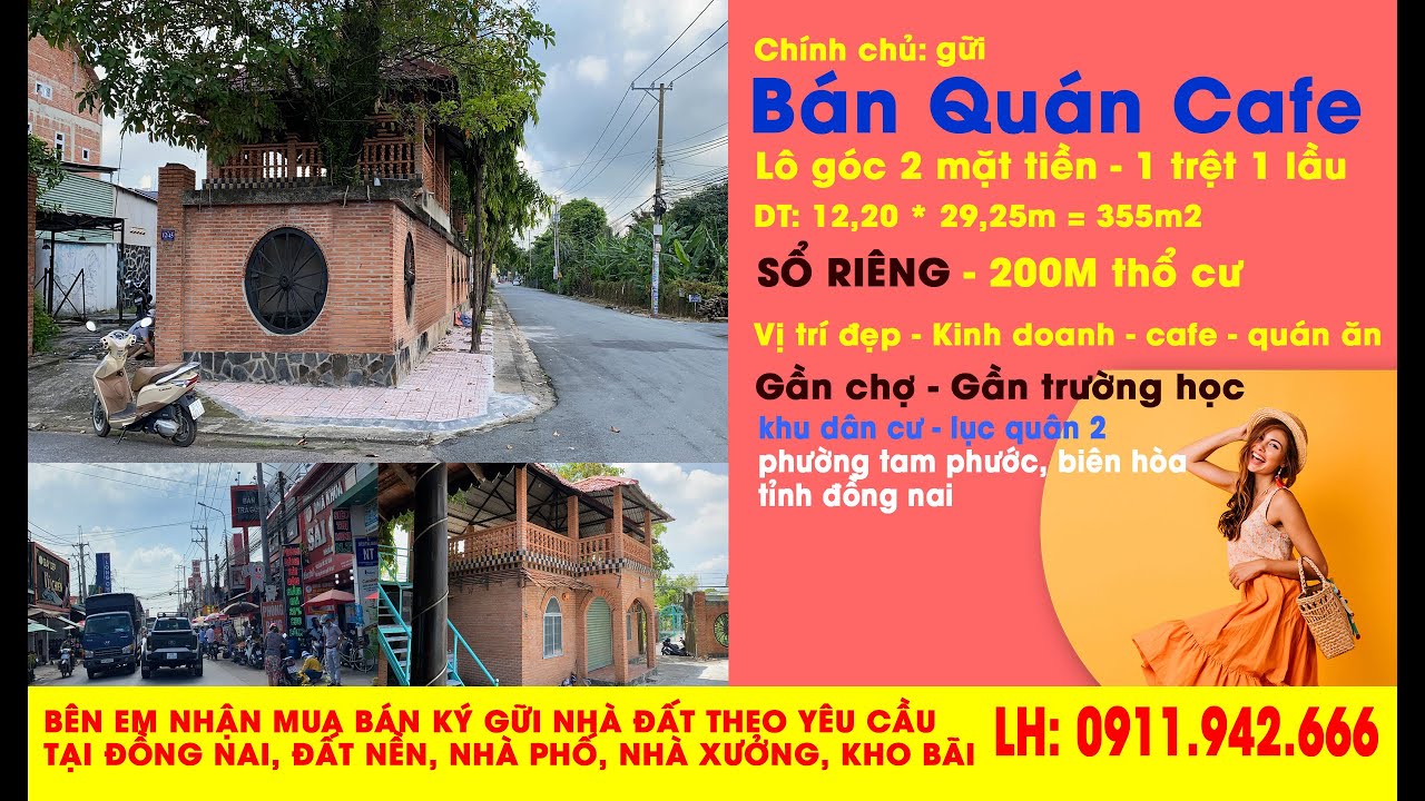 Cần bán đất quán cà phê 1 trệt 1 lầu, phường Tam Phước, Biên Hòa Đồng Nai, lô góc 2 mặt tiền giá rẻ video