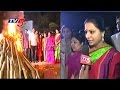TRS MP Kavitha celebrates Bhogi at KBR Park in Hyderabad
