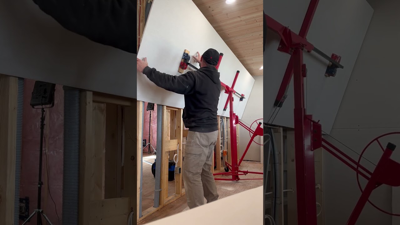Hanging drywall sheets the easy way #shorts #diy #home #carpentry