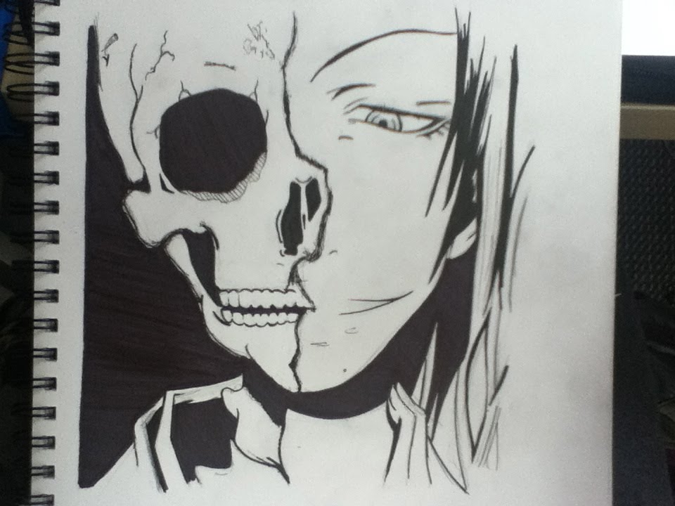 Drawing half human half skull youtube
