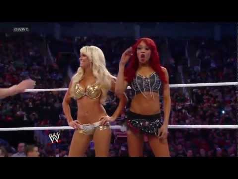 Kelly Kelly & Alicia Fox vs The Bella Twins WWE Superstars 02/02/12