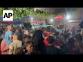 Celebrations outside Al Aqsa Hospital in Deir al-Balah after Hamas accepts cease-fire proposal