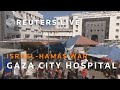 GRAPHIC WARNING - LIVE: View outside hospital entrance in Gaza City