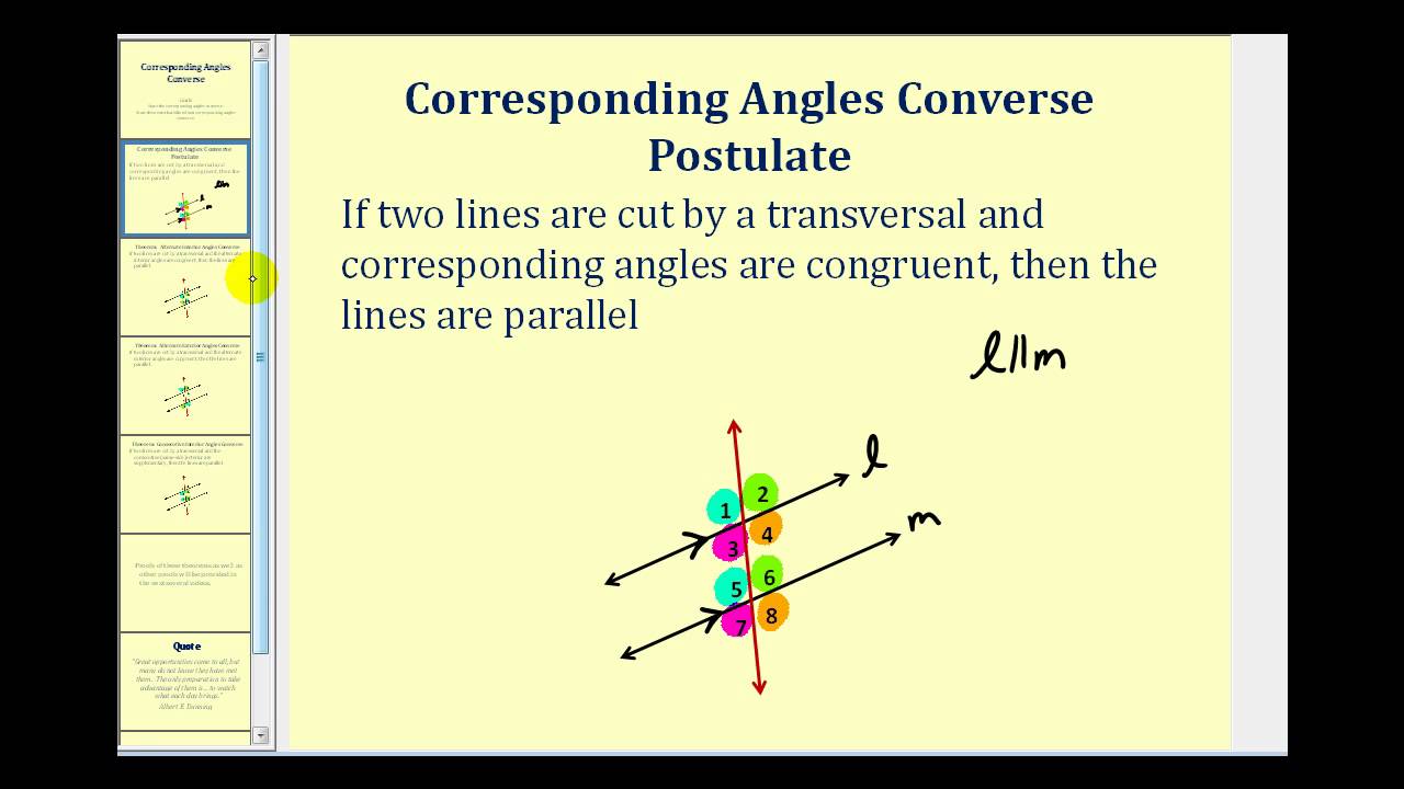 Corresponding Angles Converse YouTube