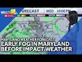Morning fog followed by more rain through midweek