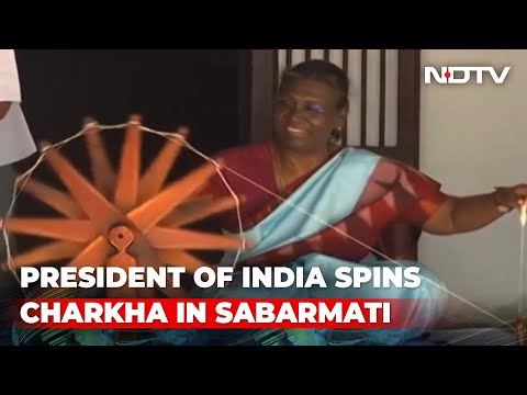 Watch: President Droupadi Murmu spins Charkha at Sabarmati Gandhi Ashram in Ahmedabad