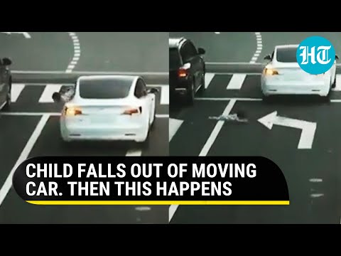 Viral: Child falls out of car at busy road junction in China, survives miraculously
