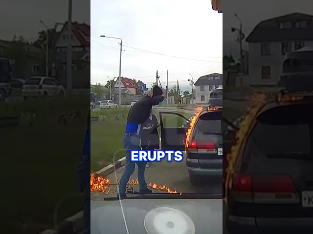 Man accidentally sets fire to car while filling up gas