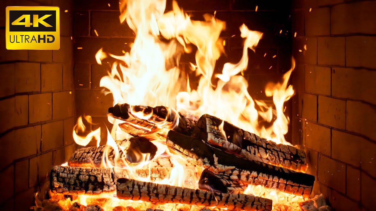 🔥 AMBIENT GLOW FIREPLACE with SMOLDERING LOGS and FAINT WOOD CRACKLING for SNOWY CHRISTMAS EVENINGS