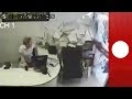 Miraculous escape for woman as truck crashes into busy office- Exclusive visuals