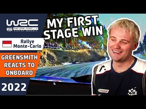 Gus Greensmith reacts to Rally Onboard of his first WRC Stage Win : Rallye Monte Carlo 2022