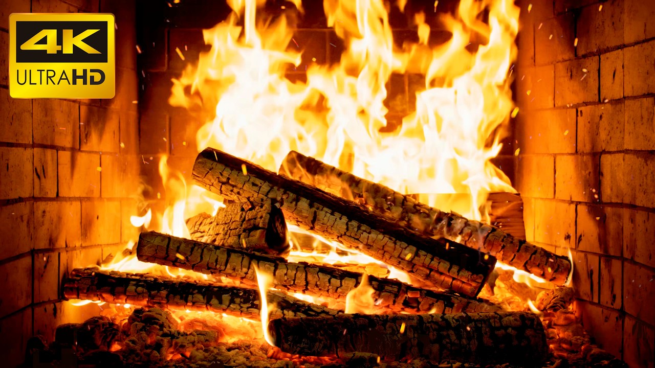 🔥 SLOW-BURNING FIREPLACE with FROSTY NIGHT AMBIENCE and CRACKLING FIRE for HOLIDAY SERENITY ROUTINE