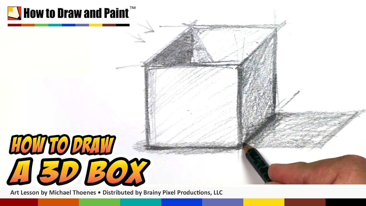 How To Draw 3d Shapes 3d Box Drawing Lesson Youtube