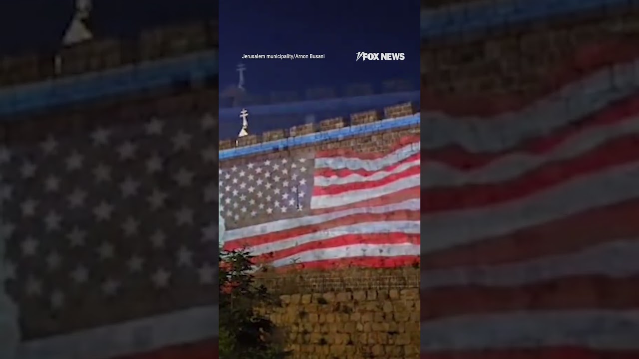 WATCH: American and Israeli flags illuminate walls of Jerusalem's Old City #shorts #usa #media #fox