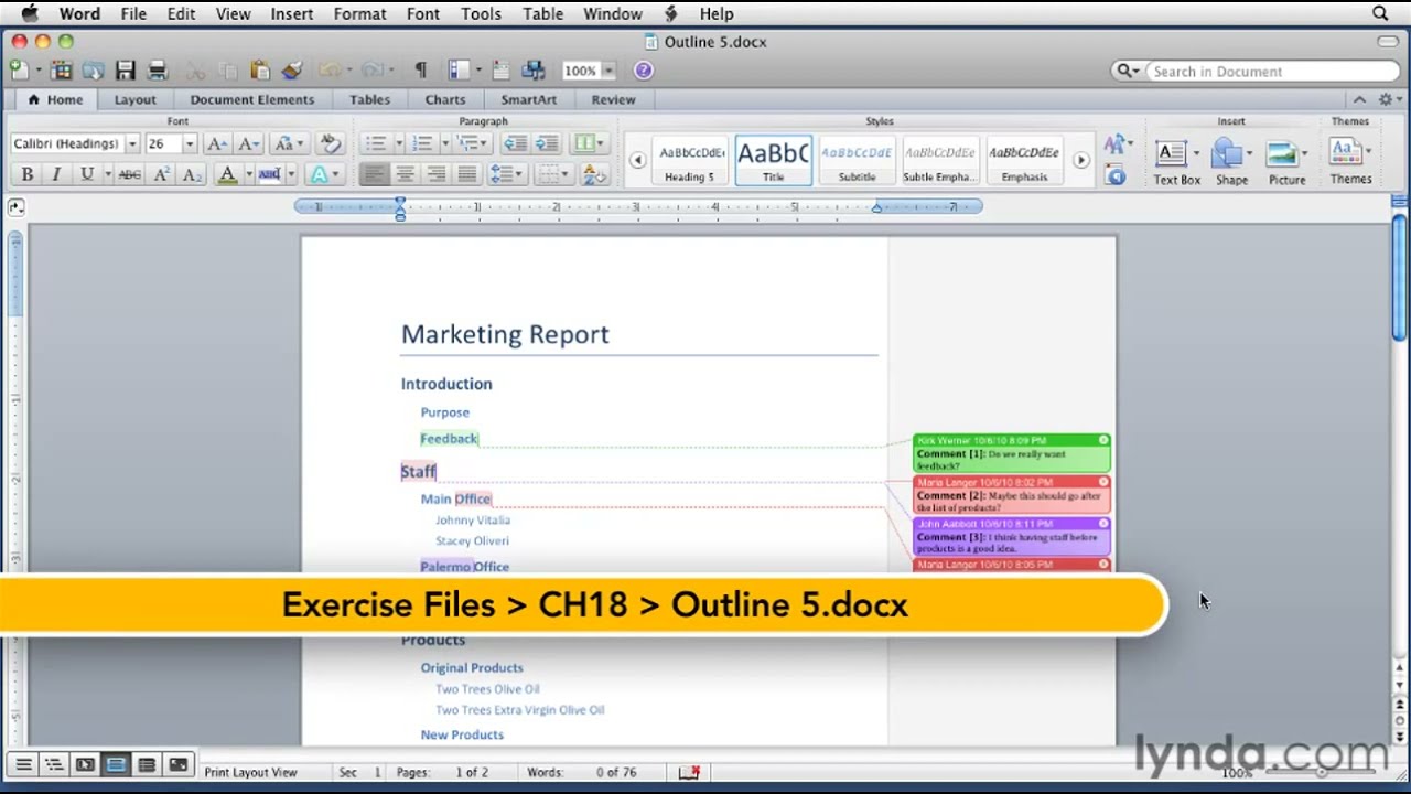 how-to-add-comments-to-word-documents-lynda-tutorial-youtube