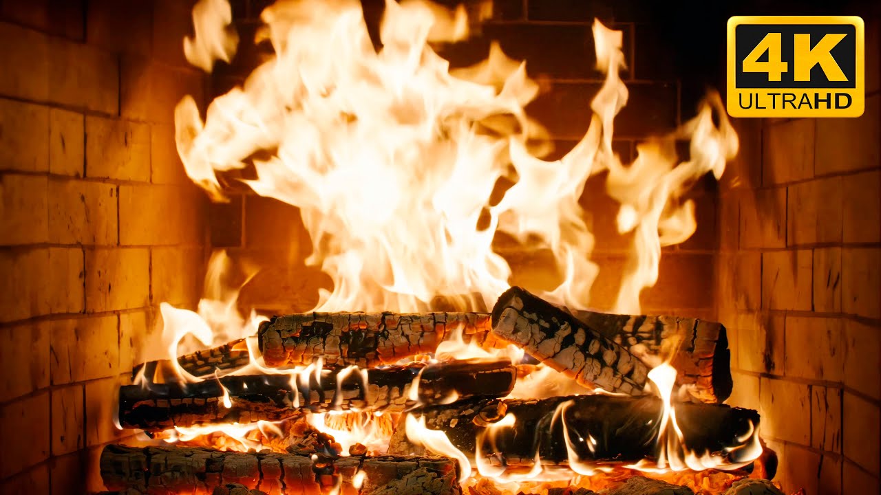 🔥 Soothing Emberlight Fireplace with Soft Fire Glow and Cracking Logs for Soft Christmas Background