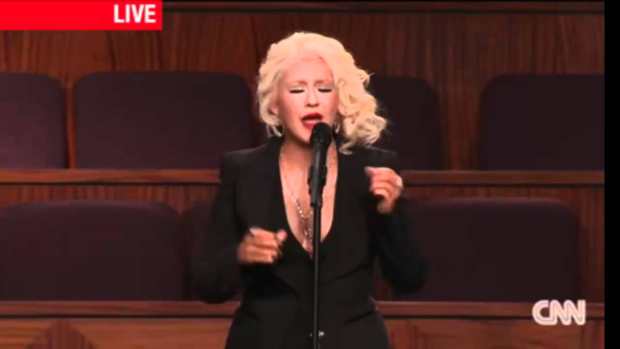 Christina Aguilera at Etta James Funeral - YouTube