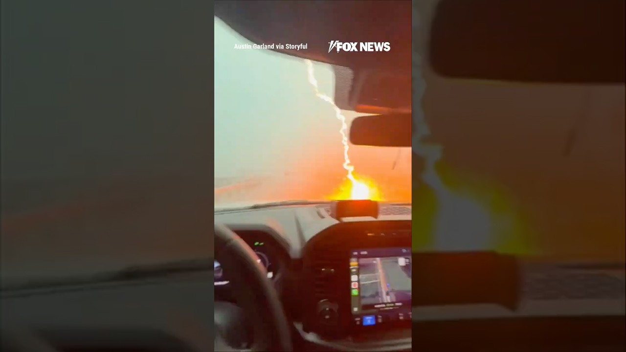Lightning bolt strikes hood of driver’s truck #foxnews #news #shorts