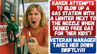 KAREN ATTEMPTS TO BLOW UP A GAS STATION WITH A LIGHTER NEXT TO THE NOZZLE WHEN DENIED FREE GAS!!!