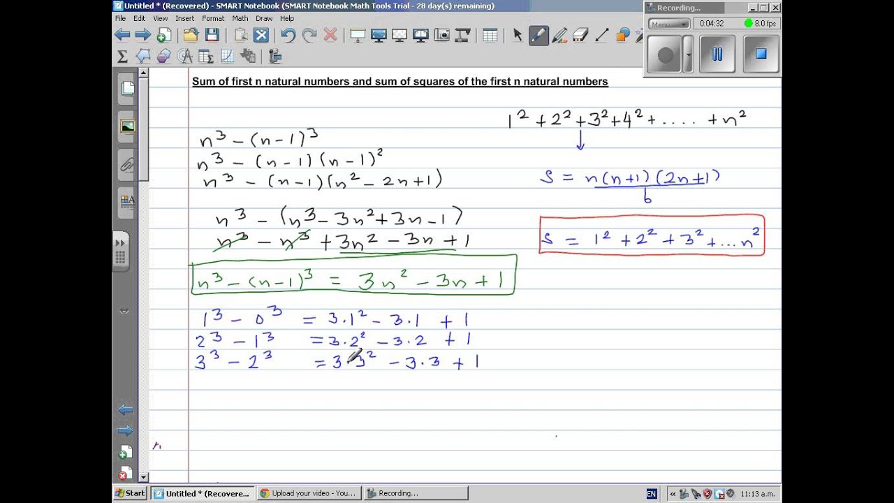 Proof For The Formula Of Adding The Sum Of Squares Of The First N 