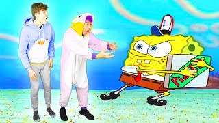 LANKYBOX Trying To Get a PIZZA From SPONGEBOB! (Tik Tok Challenge In REAL LIFE!)