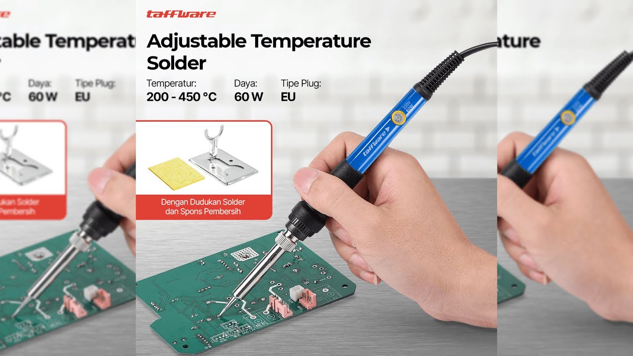 Taffware Solder Adjustable Temperatur 200-450 Derajat Celcius 220V 60W - 806 Pratinjau video produk Taffware Solder Adjustable Temperatur 200-450 Derajat Celcius 220V 60W - 806