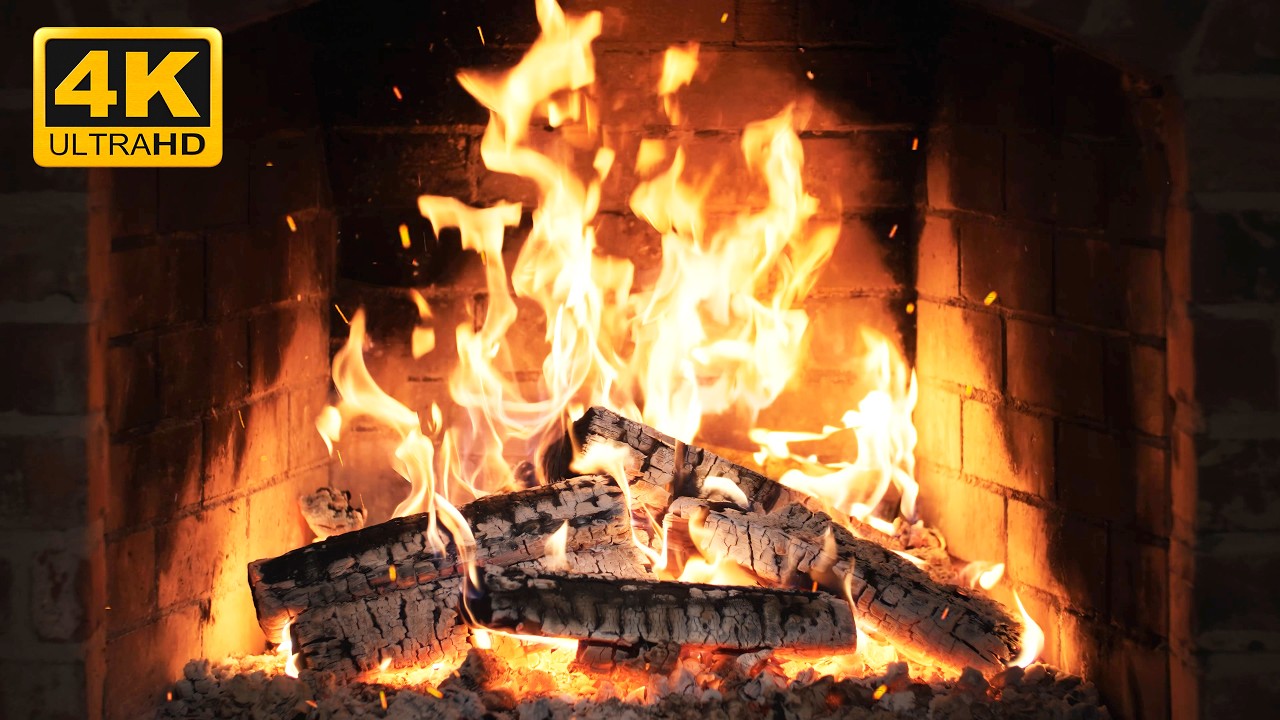 🔥 Cozy Fireplace Ambience with Tranquil Fire Sounds and Evening Warmth for Snowy Christmas Evenings