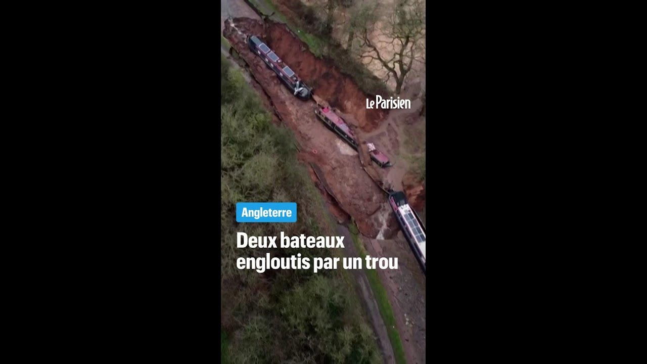 Une digue s'effondre, deux bateaux s'engouffrent dans un canal en Angleterre