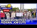 Workers protest job cuts outside Penn Station