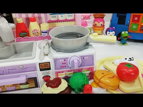Baby Doll Kitchen and surprise eggs cooking food toys with pororo play - 토이몽