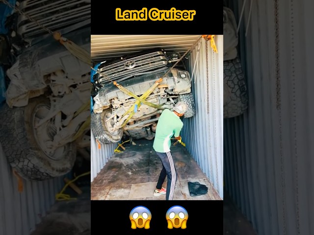 Offloading Land Cruiser from cargo container