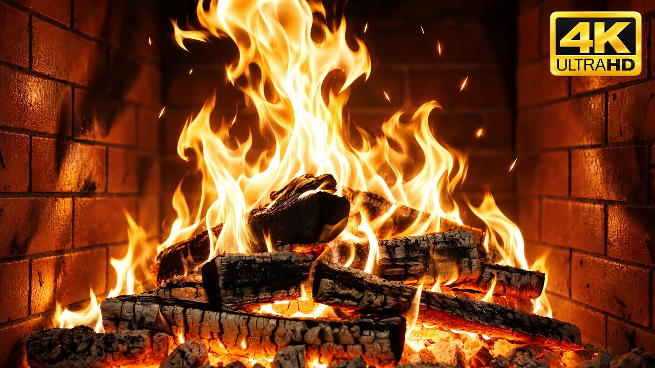 🔥 Deep Forest Glow Fireplace with Quiet Crackles and Glowing Embers for Gentle Nighttime Relaxation
