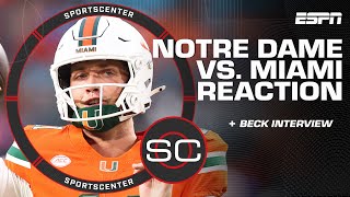 Notre Dame vs. Miami REACTION 🍿 'I'm so proud of the way we played' - Carson Beck | SportsCenter