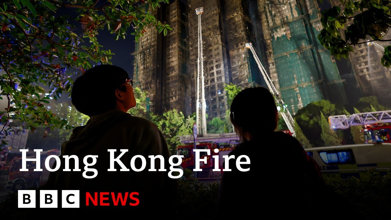 Firefighters search for missing after Hong Kong tower blocks fire | BBC News