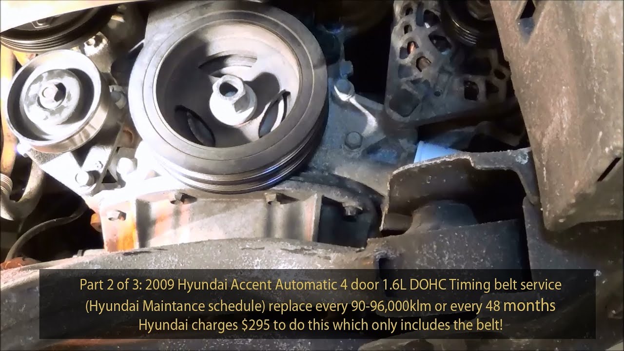 2009 Hyundai Accent 1.6L GLS DOHC Timing belt service Part ... 2003 hyundai tiburon v6 engine diagram 