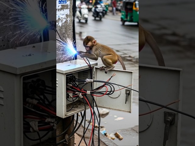 Poor monkey was shocked #rescue #wildliferescue #animalrescue #nature #monkey #rescueefforts #shorts