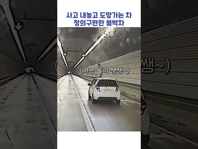 사고 내고 도망가는 차, 정의 구현한 블박차 #shorts #한블리