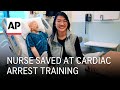 Nurse attending cardiac arrest training session saved by other nurses