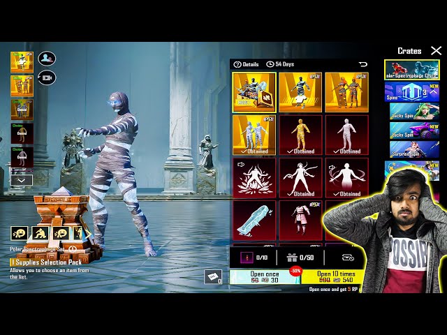 😱 OMG !! NEW ICE GLACIER MUMMY SUIT & FIRE UZI LEVEL 7 CRATE OPENING IN BGMI | ALL MUMMY SUIT RETURN