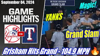 New York Yankees vs Rangers FULL GAME Sep 04, 2024 | Grisham Hits Grand - 104.9 MPH 👏 Yanks Magic! 🔥