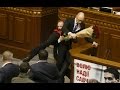 EU - Ukraine parliament brawl! PM Yatsenyuk manhandled by MP