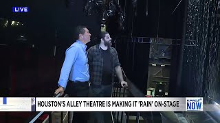 Alley Theatre making it "rain" on stage for Dial M for Murder play