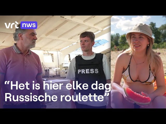 Marijn Trio spreekt met inwoners bij het front in Soemy