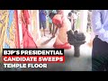 Watch: BJP's Presidential candidate Droupadi Murmu sweeps temple floor