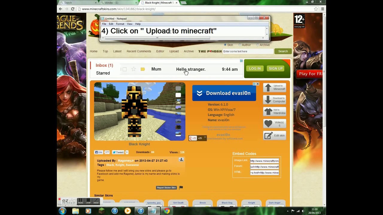 How To Upload Skins From Skindex To Minecraft Youtube 4121