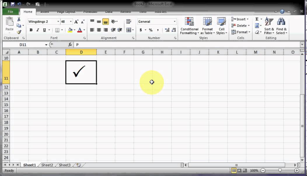 Micosoft Excel Tips And Tricks How To Get TICK MARK With Fonts YouTube